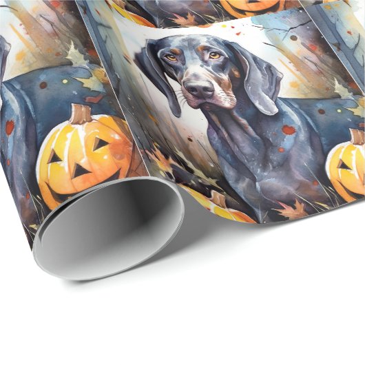 Halloween Bluetick Coonhound mit Pumpkins Beängsti Geschenkpapier (Rolleneckpunkt)
