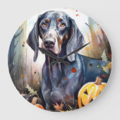 Halloween Bluetick Coonhound mit Pumpkins Beängsti Große Wanduhr (Vorderseite)