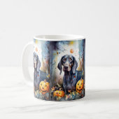 Halloween Bluetick Coonhound mit Pumpkins Beängsti Kaffeetasse (Vorderseite Links)