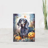 Halloween Bluetick Coonhound mit Pumpkins Beängsti Karte (Vorderseite)
