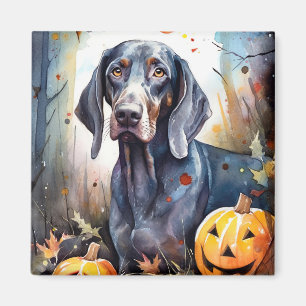 Halloween Bluetick Coonhound mit Pumpkins Beängsti Magnet