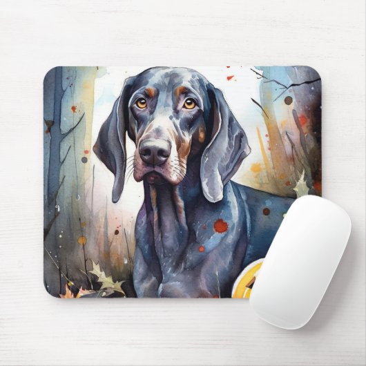 Halloween Bluetick Coonhound mit Pumpkins Beängsti Mousepad (Mit Mouse)
