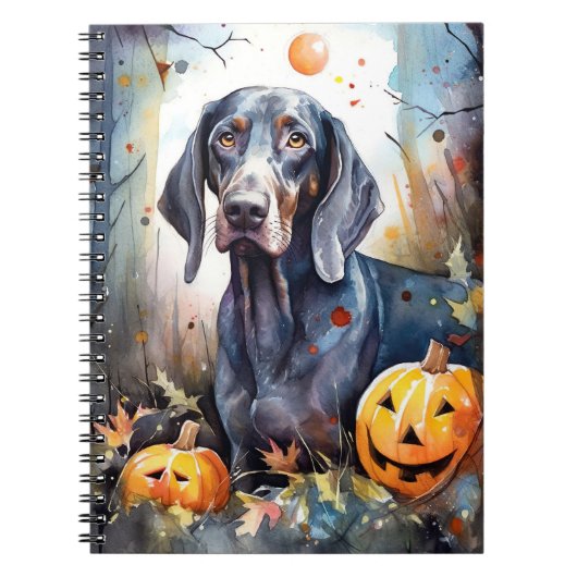 Halloween Bluetick Coonhound mit Pumpkins Beängsti Notizblock (Vorderseite)