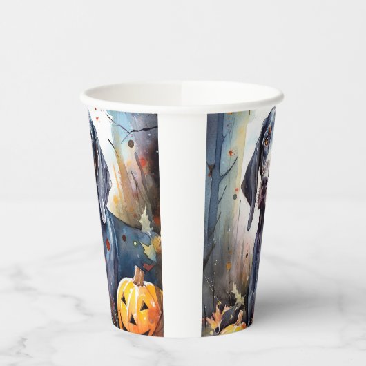 Halloween Bluetick Coonhound mit Pumpkins Beängsti Pappbecher (Links)