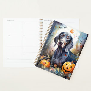 Halloween Bluetick Coonhound mit Pumpkins Beängsti Planer