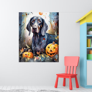 Halloween Bluetick Coonhound mit Pumpkins Beängsti Poster