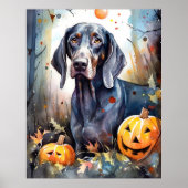 Halloween Bluetick Coonhound mit Pumpkins Beängsti Poster (Vorne)