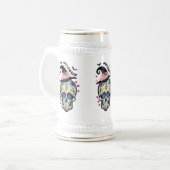 Halloween Blume Skull Bierglas (Vorderseite Links)