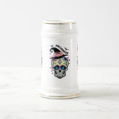 Halloween Blume Skull Bierglas (Mittel)