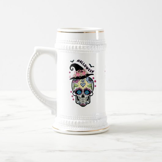 Halloween Blume Skull Bierglas (Links)