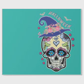 Halloween Blume Skull Geschenkpapier (Flach)
