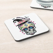 Halloween Blume Skull Getränkeuntersetzer (Linke Seite)