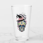 Halloween Blume Skull Glas (Rückseite)