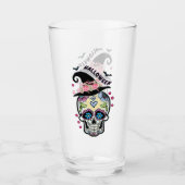 Halloween Blume Skull Glas (Vorderseite)