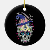 Halloween Blume Skull Keramik Ornament (Hinten)
