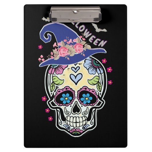 Halloween Blume Skull Klemmbrett (Vorderseite)
