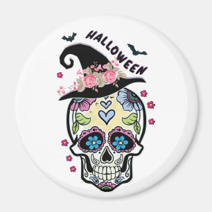 Halloween Blume Skull Magnet