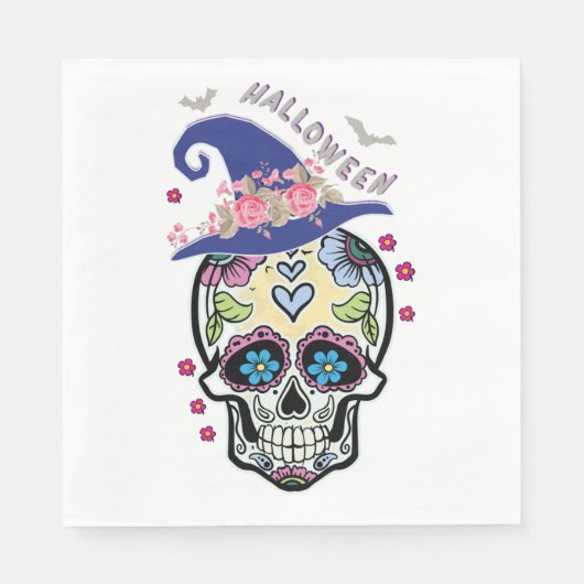 Halloween Blume Skull Serviette (Vorderseite)