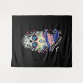 Halloween Blume Skull Wandteppich (Vorderseite (Horizontal))
