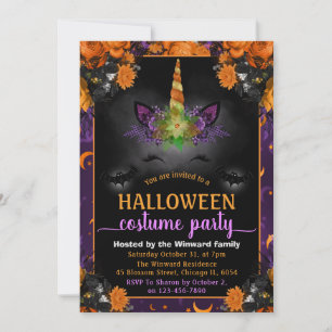 Halloween-Blumen-Einhorn-Gesichtskostüm-Party Einladung