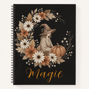 Halloween-Blumen-Hexe-Kürbis-Herbst-Journal-Gesche Notizblock
