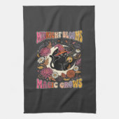 Halloween-Blumen-Hexen-Katz-Zauber Geschirrtuch (Vertikal)