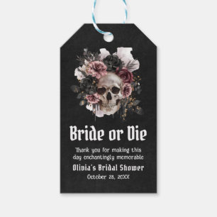 Halloween-Blumen-Schädel-Braut oder stirb Junggese Geschenkanhänger