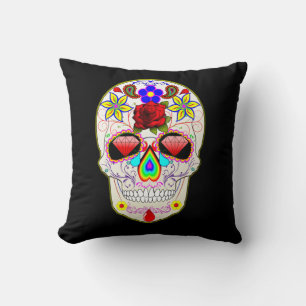 Halloween-Blumen Vintage-Punk-Zuckerschädel Kissen