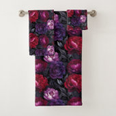 Halloween Blumengoth Herbst Lila Burgund Badhandtuch Set (Insitu)