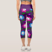 halloween blumenschädel Blume lila Capri Leggings (Rückseite)