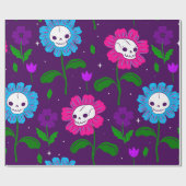 halloween blumenschädel Blume lila Geschenkpapier (Flach)