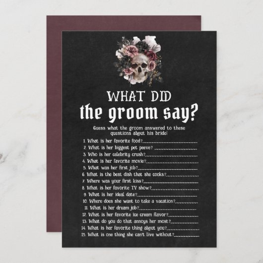 Halloween Blumenschädel, was der Gräuel zum Spiel Einladung (Vorne/Hinten)