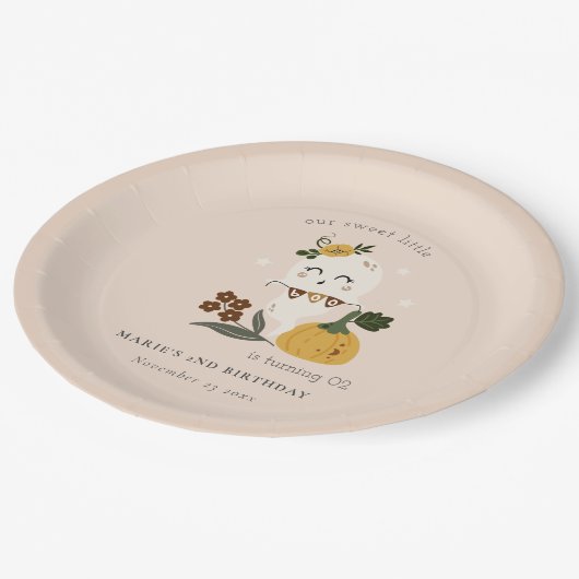 Halloween Blush Ghost Little Boo jedes Alter Gebur Pappteller (Schrägansicht)