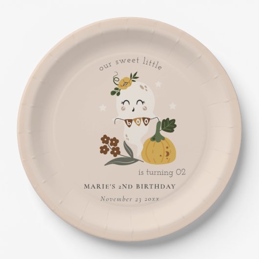Halloween Blush Ghost Little Boo jedes Alter Gebur Pappteller (Vorderseite)