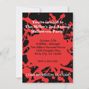 Halloween Blut auf schwarzer Horror-Party-Einladun Einladung