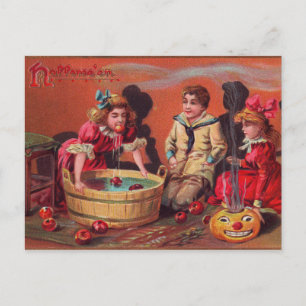 Halloween Bobbing für Äpfel Postkarte