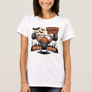 Halloween Bodybuilder Kürbis lustiger T - Shirt