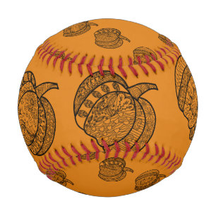 Halloween boho Zentangle ® inspirierter Kürbisherb Baseball