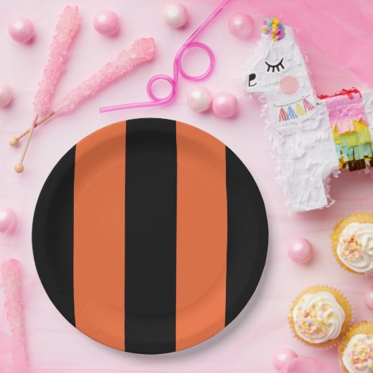 Halloween Bold Orange & Black Stripes Geometrie Pappteller (Party)