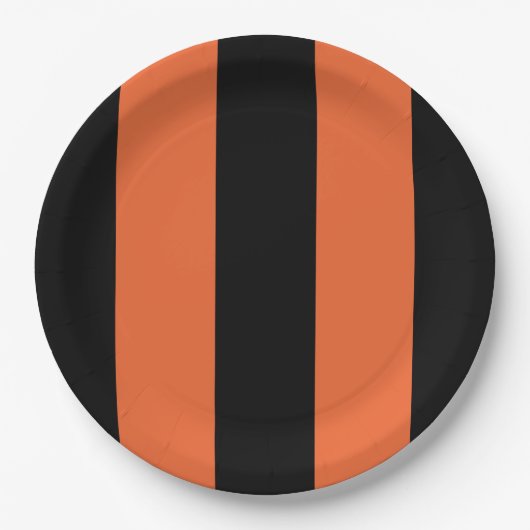 Halloween Bold Orange & Black Stripes Geometrie Pappteller (Vorderseite)