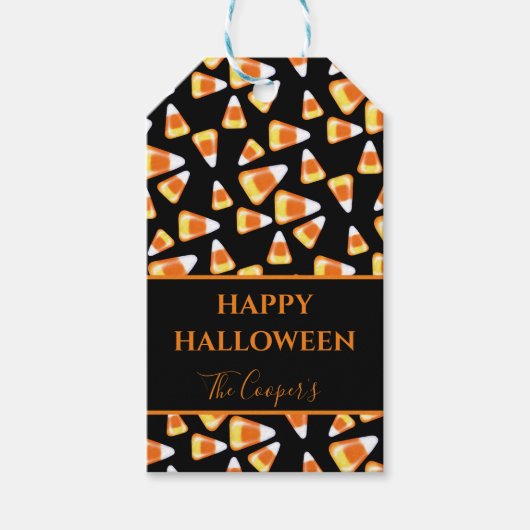 Halloween-Bonbons, lustige Leckereien aus Mais Geschenkanhänger (Vorderseite)