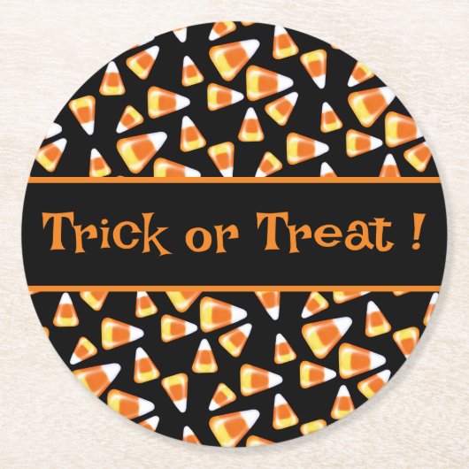 Halloween-Bonbons, lustige Leckereien mit Süßigkei Runder Pappuntersetzer (Vorderseite)