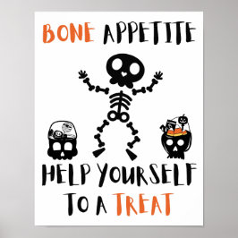 Halloween Bone Appetit Skelett gruselig Bonbons Tü Poster