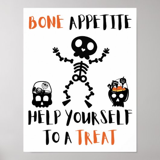 Halloween Bone Appetit Skelett gruselig Bonbons Tü Poster (Vorne)