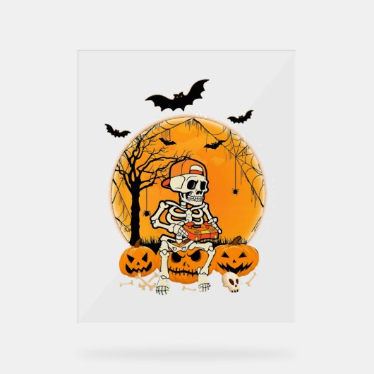 Halloween BonePumpkin Acrylschild (Vorderseite)