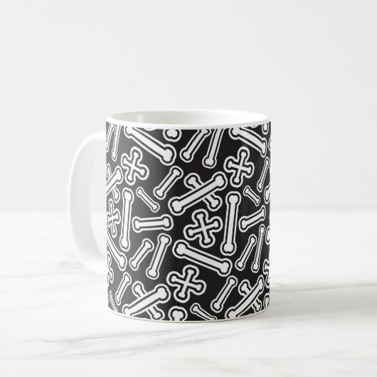 Halloween Bones Pattern Kaffeetasse (Vorderseite Links)