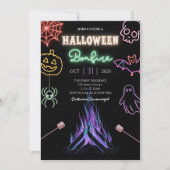 Halloween Bonfire Neon Spooky Night Costume Party Einladung (Vorderseite)