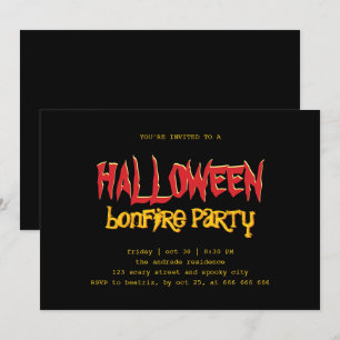 Halloween Bonfire Party Tee Outdoorschwarz Gelb Einladung