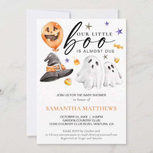 Halloween Boo Baby Dusche Einladung (Vorderseite)