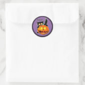Halloween Boo Beängstigend Cat Pumpkin Runder Aufkleber (Tasche)
